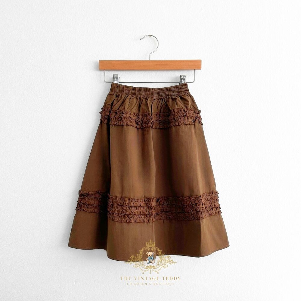 NWT Pretty Girls Bohemian Maxi Skirt Ruffles Casual Peasant Modest Long Cocoa 2T